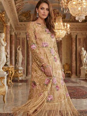 Luxury Runway Glamorous 3D Roses Lace Party Prom Cocktail Evening Wedding Dress